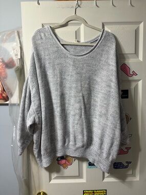 Terra & Sky Light Gray Scoop Neck Knit Sweater